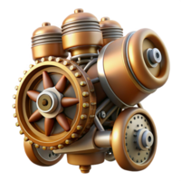 dramatic victorian Steampunk airship engine with exposed pistons and gears with Transparent Background 4K png