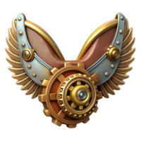 playful vibrant Steampunk wings made of leather, gears, and metal framework with Transparent Background precision png