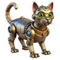 calm fascinating Steampunk robotic cat, intricate design, isolated with Transparent Background precision png