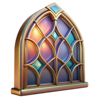 serene remarkable Professional render of a hyper-specific, isolated, art nouveau style stained glass panel with Transparent Background png