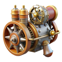 picturesque exemplary Steampunk airship engine with exposed pistons and gears with Transparent Background png