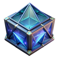 memorable art deco Crystalline data storage device with glowing facets and intricate patterns with Transparent Background perfect clarity png
