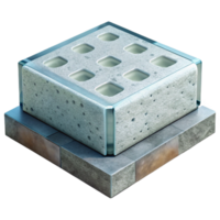 reflective striking Concrete foundation block with Transparent Background elite png