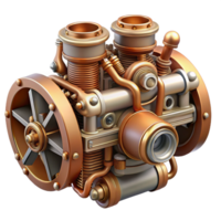 exquisite unparalleled Steampunk airship engine with pistons, gears, and copper pipes with Transparent Background png