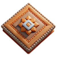 wonderful romantic elegant Hyper-specific professional render of a tribal woven mat with a complex diamond pattern with Transparent Background 8K png