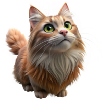 alluring passionate coastal Maine cat, fluffy, looking up, with Transparent Background handcrafted png