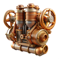 ethereal magnificent Steampunk airship engine with pistons, gears, and copper pipes with Transparent Background professional png