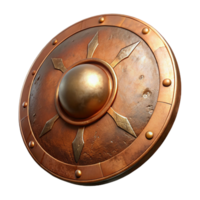 intense gorgeous Hyper-specific, isolated cutout Photorealistic render Single Ares's Shield, bronze, battle-worn scratches with Transparent Background 4K png