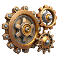 immaculate harmonious baroque Steampunk gear set with various sizes and intricate details with Transparent Background sharp png