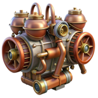 immaculate inspired Steampunk airship engine with pistons, gears, and copper pipes with Transparent Background png