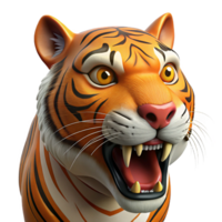 inspired abstract Isolated cutout, photorealistic image of a roaring tiger, head and shoulders, with Transparent Background 8K png