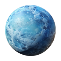 fascinating acclaimed Photorealistic, ultra-detailed, professional render, isolated cutout of a single, hyper-specific, frozen planet planet only with Transparent Background png