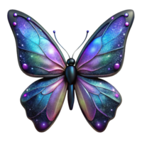 romantic extraordinary Ultra-detailed, photorealistic render, isolated cutout of a single, iridescent, cosmic butterfly with galaxy-patterned wings with Transparent Background elite png