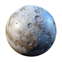 beautiful energetic organic Photorealistic, ultra-detailed professional render of a single, dwarf planet, cratered surface, icy patches with Transparent Background high resolution png