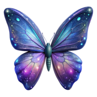 serene harmonious futuristic Photorealistic, isolated cutout, ultra-detailed professional render of a single, ethereal cosmic butterfly, wings composed of galaxies with Transparent Background elite png