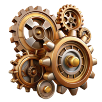 mesmerizing tropical Steampunk gear set with various sizes and intricate details with Transparent Background high quality png