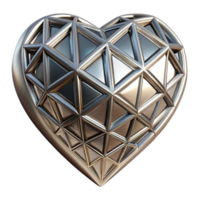 splendid timeless A metallic, geometric heart with intricate engravings with Transparent Background png
