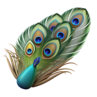 splendid signature Photorealistic hyper-specific isolated cutout of a single peacock Pavo cristatus feather, with Transparent Background png