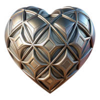 sought-after impressionist A metallic, geometric heart with intricate engravings with Transparent Background authentic png