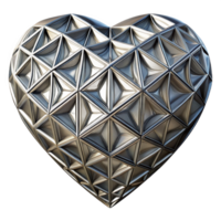 dramatic art deco A metallic, geometric heart with intricate engravings with Transparent Background ultra HD png