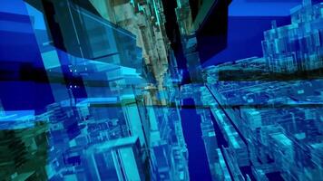 Abstract Blue Technology Blocks 3D Rendering video