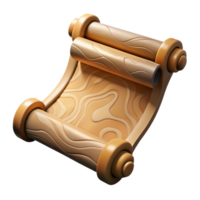 beautiful rustic Ancient Spectral Map Scroll Cutout with Shadow Detail premium png
