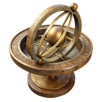 impressive minimalist Antique Astrolabe Side View Cutout Transparent Background high resolution png