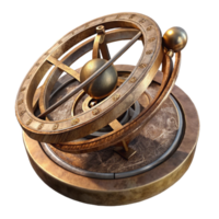 impressive minimalist Antique Astrolabe Side View Cutout Transparent Background authentic png