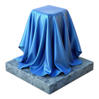 magnificent vintage Blue Translucent Fabric Draped Over Concrete Block Cutout professional png