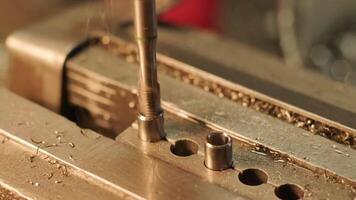 Drilling machine with drill bit for tapping. 3 video
