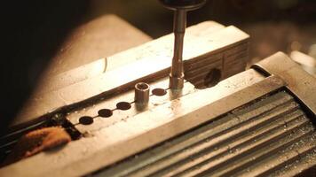 Drilling machine with drill bit for tapping. video