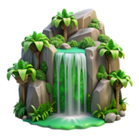 stunning abstract Cascading Waterfall with Green Foliage Transparent Element professional png