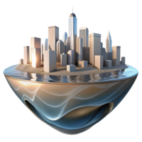 dramatic abstract Cityscape Distorted Reflection in Wavy Water Isolated high resolution png