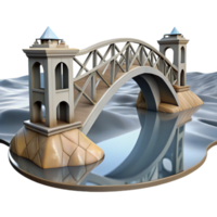 magnificent rustic Distorted Bridge Reflection in River Water Isolated authentic png