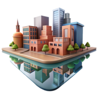 serene modern Distorted Urban Scene Reflection in Water Cutout professional png