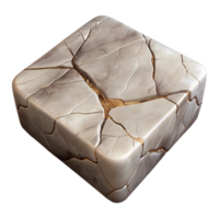 impressive minimalist Fractured Marble Slab with Veins Isolated authentic png