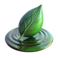 beautiful creative Green Leaf Distorted Reflection in Water Surface Isolated Element high quality png