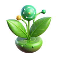 serene modern Green Plant Sprout with Digital Data Points Transparent authentic png