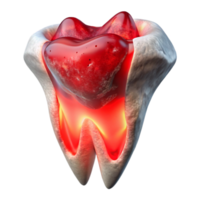 stunning minimalist Hologram of Fossil Tooth with Red Lighting Cutout authentic png