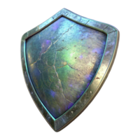 dramatic rustic Hologram of Weathered Shield Isolated Transparent Background professional png