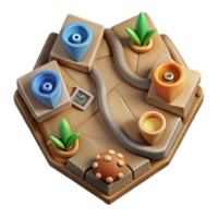 stunning contemporary Intricate Map Design with Symbolic Icons Isolated Element detailed png