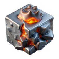 beautiful rustic Metallic Lava Consuming Ice Block Cutout Element high resolution png