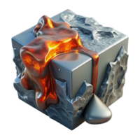 magnificent rustic Metallic Lava Embracing Ice Block Cutout Element premium png