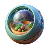 beautiful classic Micro Universe in a Bubble Cutout Side View premium png