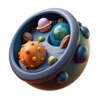 impressive artistic Micro Universe in a Bubble Cutout Side View premium png