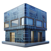 elegant contemporary Modern Building with Circuitry Pattern Isolated high quality png