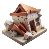impressive minimalist Realistic Earthquake Damage Illustration Transparent Background detailed png