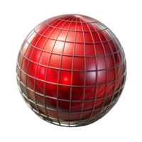 extraordinary abstract Red Translucent Sphere Emerging From Metal Grid Cutout high resolution png