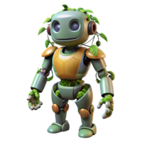 vibrant minimalist Robot Embedded in Earth Transparent Background premium png
