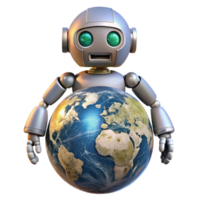 dramatic minimalist Robot Embedded in Earth Transparent Background detailed png